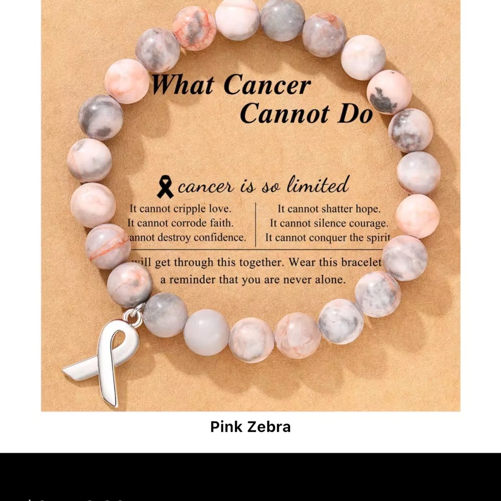 Pink Zebra Jasper Cancer Awareness Bracelet